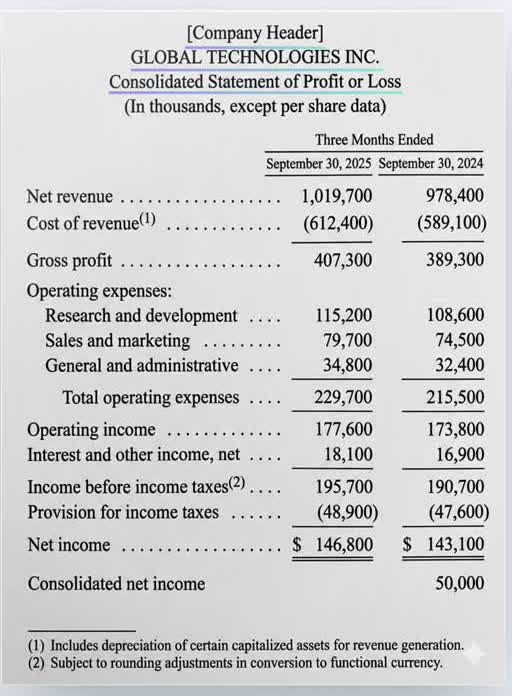 An income statement: to a machine, a wall of pixels until a human boxes, labels and transcribes each text region