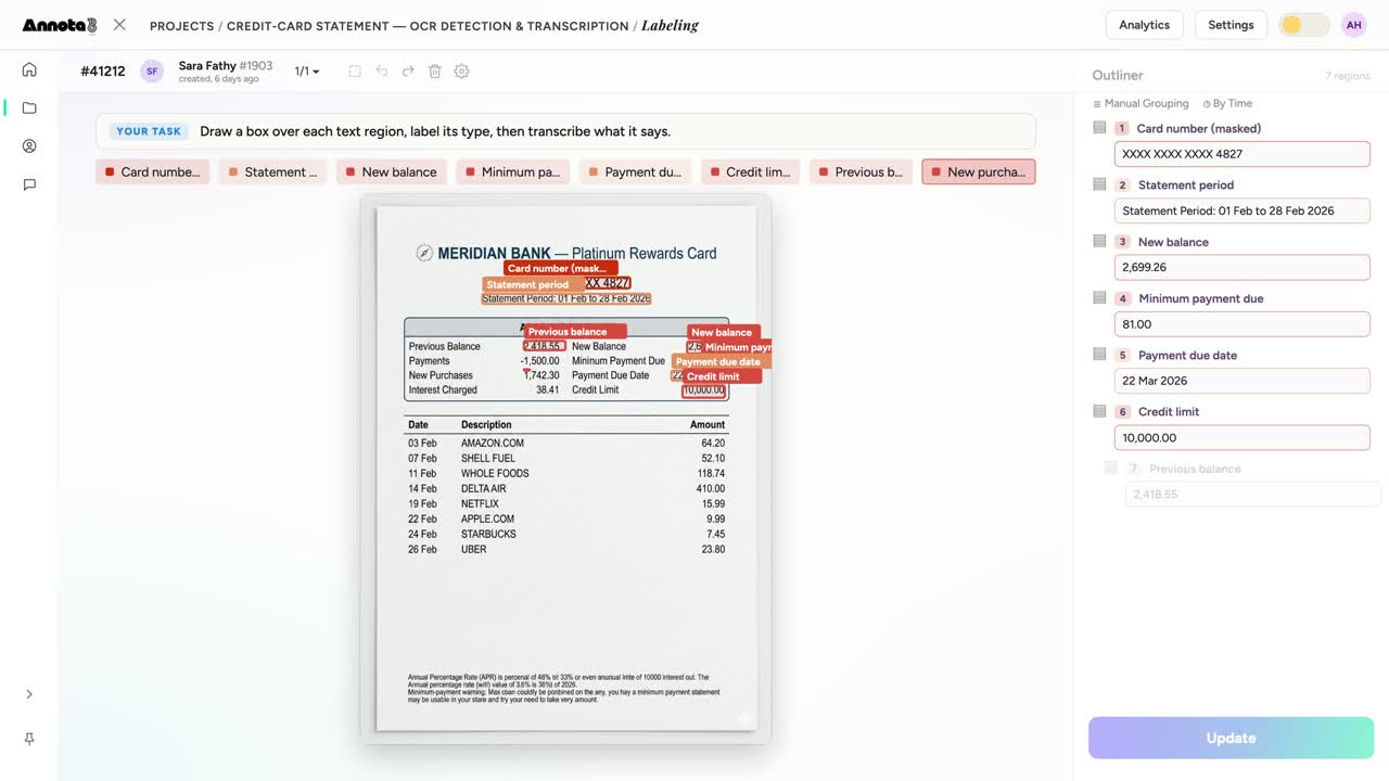 Statements & KYC &mdash; OCR annotation in the Annota8 Annotation Engine